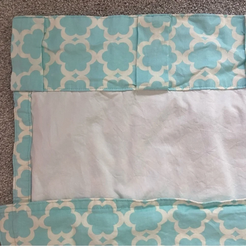 Donna Lee Design Studio Lattice Pocket Rod Curtains 100% Cotton Tiffany Blue